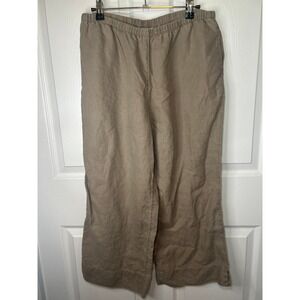 J.Jill Linen Pants Pull‎ On Elastic Waist Casual Neutral Trousers Medium Office